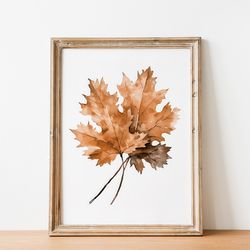 maple leaves print, watercolor autumn leaf wall art, printable poster fall, rustic autumn art print, halloween wall art,