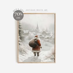 printable vintage santa claus wall art, farmhouse christmas print, digital download, festive holiday home decor, santa c