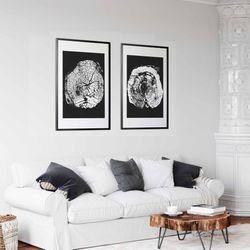 tree rings printable wall art set of 2, black and white abstract, 2 piece tree stump, minimalist wall art, log slicewood