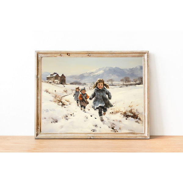 Vintage Winter Print, Winter Scenes, Printable Winter Landsc Inspire