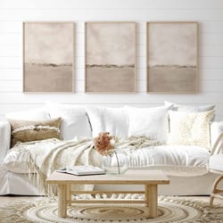 beige abstract gallery wall art set of 3 neutral nordic prints modern minimalist abstract art japandi decor office decor