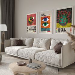 fascinating 3-piece yayoi kusama art collection on etsy at your doorstep with free and fast shipping