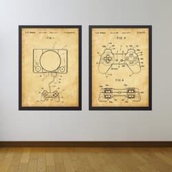 playstation patent set of 2, video game art, video game poster, playstation, boys room poster, video game wall art,