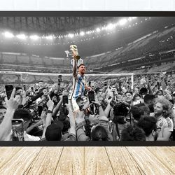 2022 world cup champions, lionel messi poster, argentina football poster, canvas poster home deco living room no frame