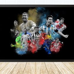 lionel messi and ronaldo football poster canvas wall art family decor, home decor
