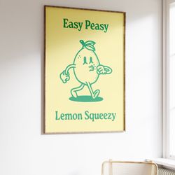 easy peasy lemon squeezy, retro wall art, downloadable art, wall decor, large printable art, printable wall art retro, i