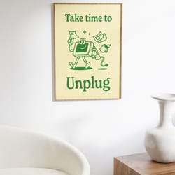 out of office print, positive work life balance poster, office downloadable prints, retro printable art, large printable