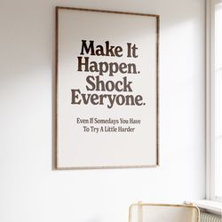 positive retro wall decor, home office print, inspirational quote print, home decor, motivational prints, digital downlo