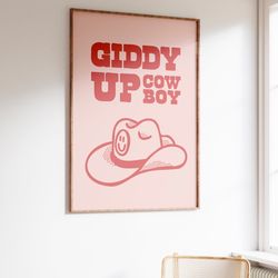 retro cowboy print, western wall art, retro cowboy hat poster, wild west print, cowgirl quote art print, retro howdy wal