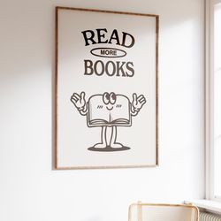 retro reading print, book wall art, book lover gift, retro wall art, trendy art print, library decor, reading poster, vi