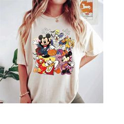 spooky mouse and friends comfort colors shirt, mickey boo halloween shirt, pumpkin mickey, disney spooky shirt, disney h