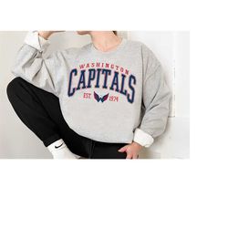 Vintage Washington Capitals Sweatshirt, Capitals Tee, Hockey Sweatshirt, Retro Sweater, Hockey Fan Shirt, Washington Hoc