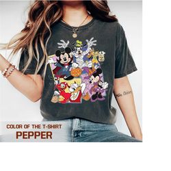 comfort color retro mickey and friends halloween shirt, mickey minnie mouse, goofy, donald, pluto, disney halloween shir