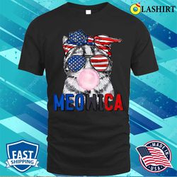 patriotic cat meowica bubblegum 4th of july funny cat lover t-shirt - olashirt