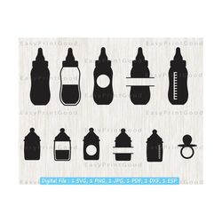 baby bottle svg, milk bottle clip art, newborn, infant baby, baby bottle clipart, milk bottle silhouette, cut file, monogram frame, cricut