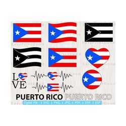 puerto rico flag bundle svg, puerto rico, love puerto rico, waving puerto rico , puerto rico clip art, heart puerto rico, cut file, cricut
