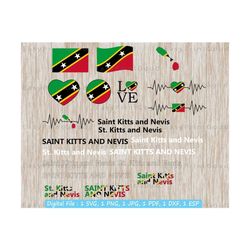 st. kitts and nevis flag bundle svg, saint kitts and nevis, love, skn flag svg, waving, skn island national flag, heart, cut file, cricut