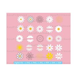 daisy bundle svg, daisy svg, flower svg, floral svg, spring svg, spring flower svg, daisy flower clipart, daisy monogram, cut file, cricut