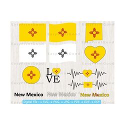 new mexico flag svg, love new mexico, new mexico state flag, waving new mexico, new mexico flag heart, nm state, cut file, cricut svg