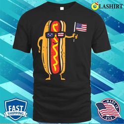 hotdog sunglasses american flag usa funny 4th of july fourth t-shirt - olashirt
