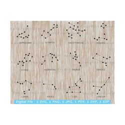 zodiac stars svg horoscope svg zodiac stars clipart constellations svg zodiac bundle zodiac signs svg horoscope silhouette cut file cricut
