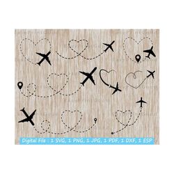 airplane heart route svg, airplane clipart, love airplane svg, airplane bundle, airplane heart svg, airplane heart bundle, cut file, cricut