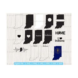 indiana svg bundle, 15 indiana state svg, indiana clipart, indiana map svg, indiana outline, home svg, monogram frame, cut file, cricut svg