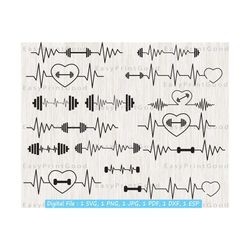 heartbeat barbell svg, heartbeat weights, barbell, workout clipart, workout, exercise, fitness svg, sport svg, crossfit, cut file, cricut
