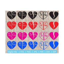 best friends svg broken heart svg besties clipart friends svg friendship bundle friends split heart svg best friends silhouette cut file