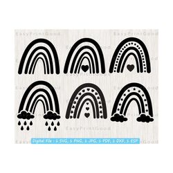 boho rainbow svg bundle, rainbow svg, rainbow clipart, rainbow with heart svg, boho svg, boho rainbow svg, little rainbow, cut file, cricut