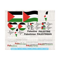 palestine flag bundle, palestinian flag, palestinian clipart, love, waving palestine, palestine flag heart, palestine svg, cut file, cricut