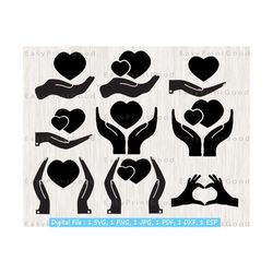 hand heart svg, caring hands svg, love clipart, heart on hands svg, hand with heart svg, heart in hand svg, jewelry svg, cut file, cricut