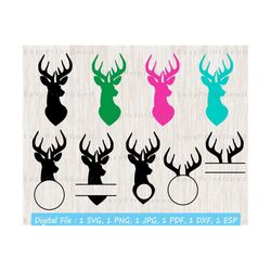 deer head svg deer monogram clipart deer head clipart deer head bundle deer svg deer vector hunting svg files deer head silhouette cricut