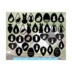 easter earrings svg, bunnies earring template, leather earrings, bunny earring, easter egg, teardrop easter bunny earrings, cut file, cricut