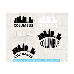 Columbus City Svg, Columbus Ohio Skyline Cityscape Silhouette, City Shirt, Columbus Ohio Usa, Columbus Vinyl Sign Design, Cut file, Cricut