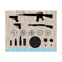 bullet svg, gun svg, bullet clipart, weapon svg, gun bundle, hand gun svg, ammo svg, military silhouette, bullets bundle, cut file, cricut