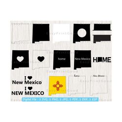 new mexico svg bundle, new mexico state outline, new mexico flag, new mexico map, home, new mexico clipart, monogram frame, cut file, cricut
