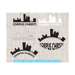 corpus christi skyline cityscape silhouette svg, texas usa, corpus christi svg, outlne, black and white, city shirt, vinyl, cut file, cricut