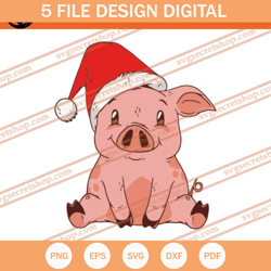 Christmas Pig SVG, Christmas SVG, Pig SVG, Santa Pig SVG