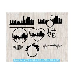 san antonio frame svg bundle, texas usa svg, san antonio skyline cityscape silhouette svg, cut file, cricut svg, monogram frame, clipart