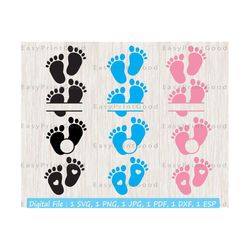 Baby Feet Svg, Footprints Svg, Baby Baby Feet Monogram Frames, Baby Feet Bundle Nursery Svg, Baby Feet Silhouette Newborn, Cut file, Cricut