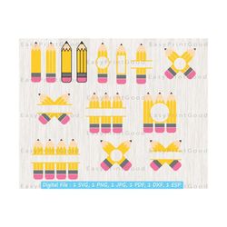 pencil svg, pencil monogram, pencil name frame, pencil split frame, school svg,teacher appreciation, back to school svg, cut file, cricut
