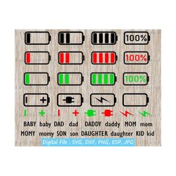 matching family svg low battery svg parents energy svg fully charged clipart low & full battery svg mom dad baby svg family shirt print