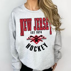 new jersey hockey shirt, vintage new jersey hockey crewneck sweatshirt, fan new jersey t-shirt