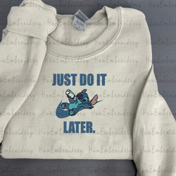 nike stitch just do it later embroidered sweatshirt, nike embroidered sweater, stitch hoodie, unisex shirt