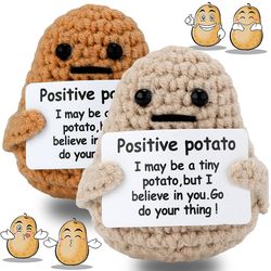 New Positive Energy Potato Hug Pocket Mini Handmade Plush Wool Knitting Doll With Card Funny Christams Gift Home Room De