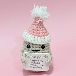 Christmas Pickle Knitting Doll Xmas Hat Funny Pickled Cucumber Mini Positive Potatoes Inspirational Crochet Dolls Cheer