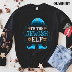 official happy hanukkah jewish elf family group christmas pajama t-shirt - olashirt
