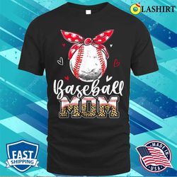 leopard baseball mom headband baseball ball mother is day mama t-shirt - olashirt