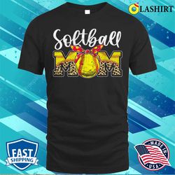 leopard softball mom headband softball ball mother is day mama t-shirt - olashirt
